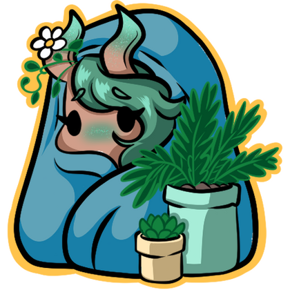Sketch by @corissabees Inking and colors by @battlebardart An emote of a little Bard being cozy
