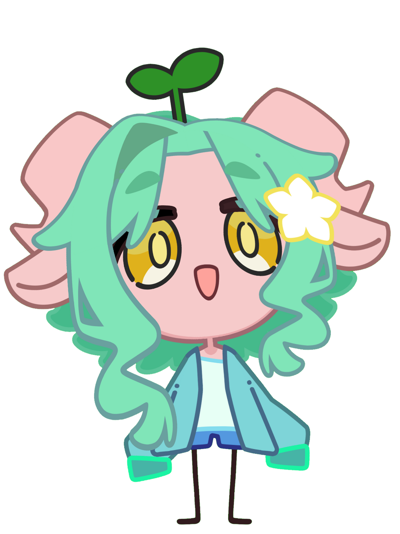 A chibi faunkin smiles happily at you!